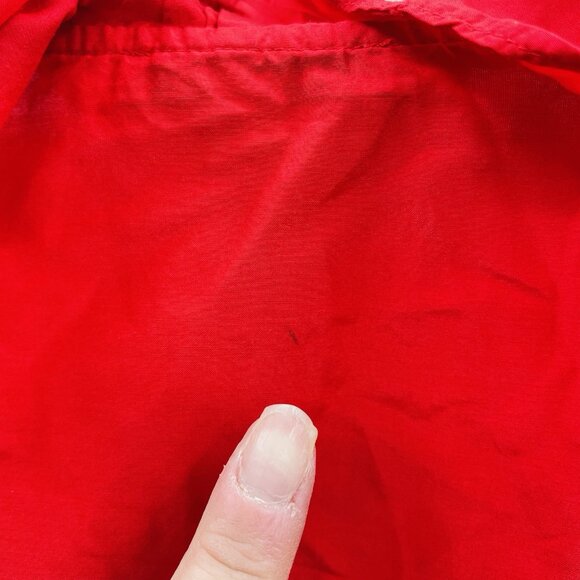 Madewell Womens Size Large Ruffled Y-Neck Top in Cotton-Silk in Festival Red 349 - Picture 5 of 9